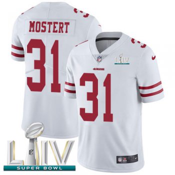 Nike 49ers #31 Raheem Mostert White Super Bowl LIV 2020 Men's Stitched NFL Vapor Untouchable Limited Jersey