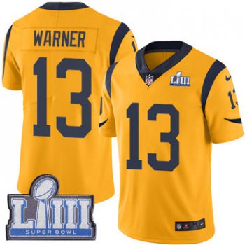 #13 Limited Kurt Warner Gold Nike NFL Men's Jersey Los Angeles Rams Rush Vapor Untouchable Super Bowl LIII Bound