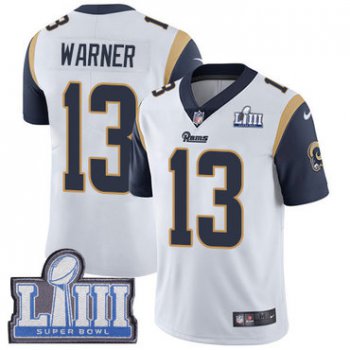 #13 Limited Kurt Warner White Nike NFL Road Men's Jersey Los Angeles Rams Vapor Untouchable Super Bowl LIII Bound