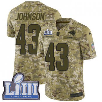 #43 Limited John Johnson Camo Nike NFL Men's Jersey Los Angeles Rams 2018 Salute to Service Super Bowl LIII Bound