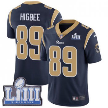 #89 Limited Tyler Higbee Navy Blue Nike NFL Home Men's Jersey Los Angeles Rams Vapor Untouchable Super Bowl LIII Bound