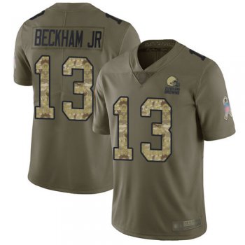 Men's Cleveland Browns #13 Odell Beckham Jr Olive Camo Stitched Football Limited 2017 Salute To Service Jersey