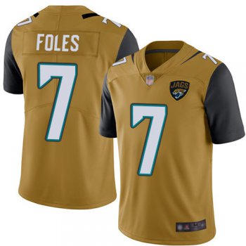 Men's Jacksonville Jaguars #7 Nick Foles Gold Stitched Football Limited Rush Jersey