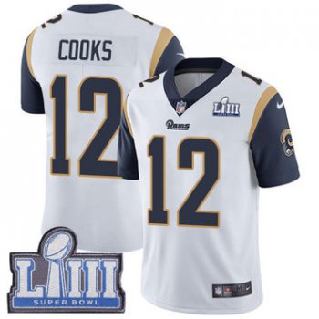 Men's Los Angeles Rams #12 Brandin Cooks White Nike NFL Road Vapor Untouchable Super Bowl LIII Bound Limited Jersey