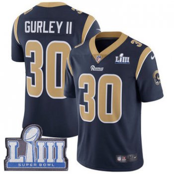 Men's Los Angeles Rams #30 Todd Gurley Navy Blue Nike NFL Home Vapor Untouchable Super Bowl LIII Bound Limited Jersey