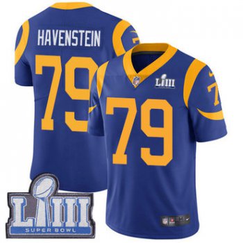 Men's Los Angeles Rams #79 Rob Havenstein Royal Blue Nike NFL Alternate Vapor Untouchable Super Bowl LIII Bound Limited Jersey