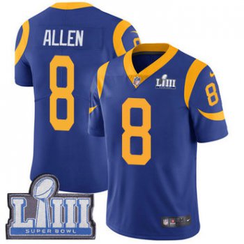 Men's Los Angeles Rams #8 Brandon Allen Royal Blue Nike NFL Alternate Vapor Untouchable Super Bowl LIII Bound Limited Jersey