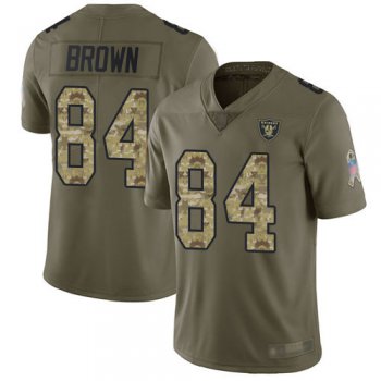 Men's Oakland Raiders #84 Antonio Brown Olive Camo Stitched Football Limited 2017 Salute To Service Jersey