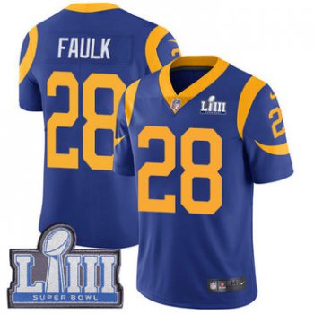 #28 Limited Marshall Faulk Royal Blue Nike NFL Alternate Men's Jersey Los Angeles Rams Vapor Untouchable Super Bowl LIII Bound