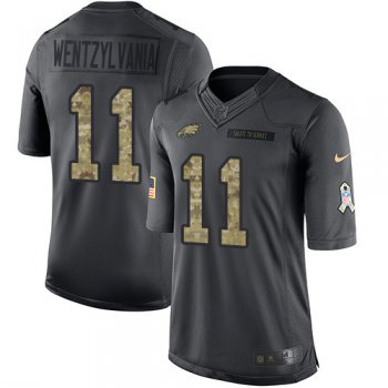 Men's Philadelphia Eagles #11 Carson Wentz Limited Black 2016 Salute to Service Wentzylvania NFL Jersey