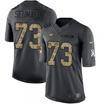 Men's Philadelphia Eagles #73 Isaac Seumalo Black Anthracite 2016 Salute To Service Stitched NFL Nike Limited Jersey