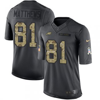 Men's Philadelphia Eagles #81 Jordan Matthews Black Anthracite 2016 Salute To Service Stitched NFL Nike Limited Jersey