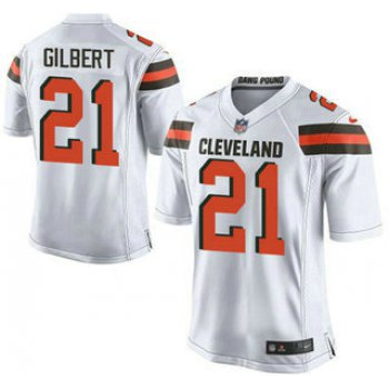 Men's Cleveland Browns Brown #21 Justin Gilbert White Road 2015 NFL Nike Elite Jersey