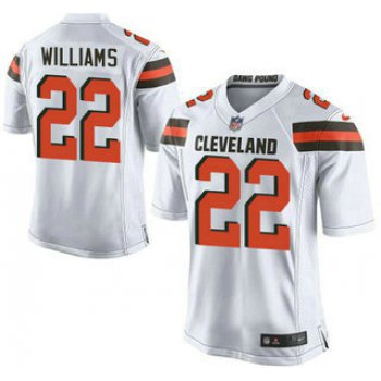 Men's Cleveland Browns Brown #22 Tramon Williams White Road 2015 NFL Nike Elite Jersey