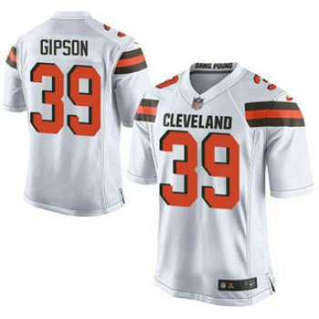 Men's Cleveland Browns Brown #39 Tashaun Gipson White Road 2015 NFL Nike Elite Jersey