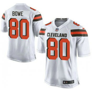 Men's Cleveland Browns Brown #80 Dwayne Bowe White Road 2015 NFL Nike Elite Jersey