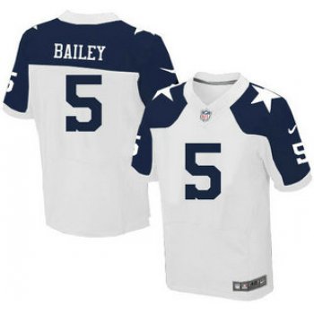 Men's Dallas Cowboys #5 Dan Bailey White Thanksgiving Alternate NFL Nike Elite Jersey