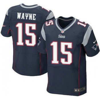 Men's New England Patriots #15 Reggie Wayne Navy Blue Team Color NFL Nike Elite Jersey