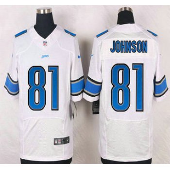 Detroit Lions #81 Calvin Johnson White Road NFL Nike Elite Jersey