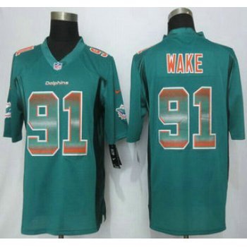 Miami Dolphins #91 Cameron Wake Aqua Green Strobe 2015 NFL Nike Fashion Jersey