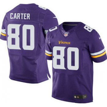 Minnesota Vikings #80 Cris Carter Purple Team Color NFL Nike Elite Jersey