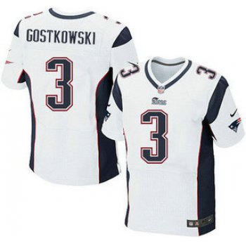 New England Patriots #3 Stephen Gostkowski White Road NFL Nike Elite Jersey