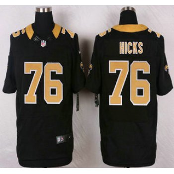 New Orleans Saints #76 Akiem Hicks Black Team Color NFL Nike Elite Jersey