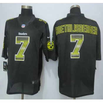 Pittsburgh Steelers #7 Ben Roethlisberger Black Strobe 2015 NFL Nike Fashion Jersey