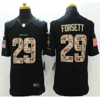 Baltimore Ravens #29 Justin Forsett Nike Salute to Service Nike Black Limited Jersey