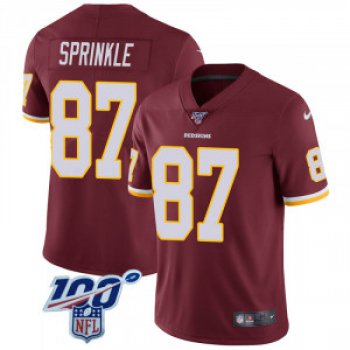 Men's Washington Redskins #87 Jeremy Sprinkle Limited Burgundy 100th Vapor Nike Jersey