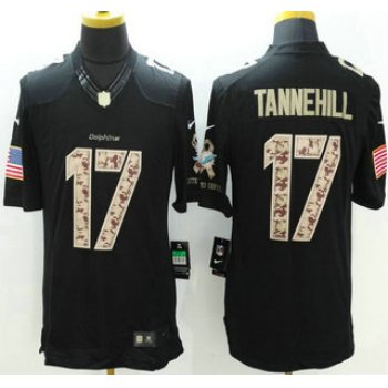 Miami Dolphins #17 Ryan Tannehill Nike Salute to Service Nike Black Limited Jersey