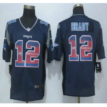 New England Patriots #12 Tom Brady Navy Blue Strobe 2015 NFL Nike Fashion Jersey