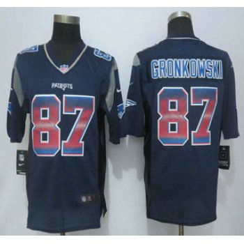 New England Patriots #87 Rob Gronkowski Navy Blue Strobe 2015 NFL Nike Fashion Jersey