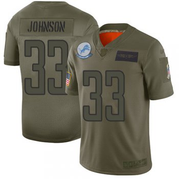 Nike Lions #33 Kerryon Johnson Camo Men's Stitched NFL Limited 2019 Salute To Service Jersey