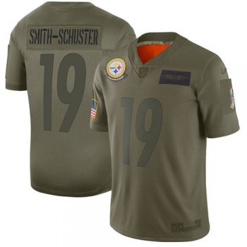 Men Pittsburgh Steelers 19 Smith-Schuster Green Nike Olive Salute To Service Limited NFL Jerseys