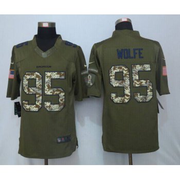 Men's Denver Broncos #95 Derek Wolfe Green Salute To Service 2015 NFL Nike Limited Jersey