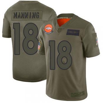 Nike Broncos #18 Peyton Manning Camo Men's Stitched NFL Limited 2019 Salute To Service Jersey