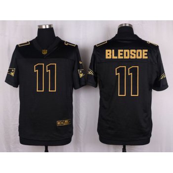 Nike Patriots #11 Drew Bledsoe Black Men's Stitched NFL Elite Pro Line Gold Collection Jersey