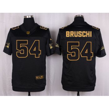 Nike Patriots #54 Tedy Bruschi Black Men's Stitched NFL Elite Pro Line Gold Collection Jersey