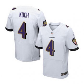 Men's Baltimore Ravens #4 Sam Koch Elite White Road Jersey