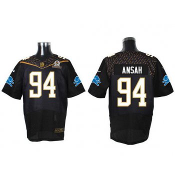 Men's Detroit Lions #94 Ezekiel Ansah Black 2016 Pro Bowl Nike Elite Jersey