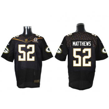 Men's Green Bay Packers #52 Clay Matthews Black 2016 Pro Bowl Nike Elite Jersey