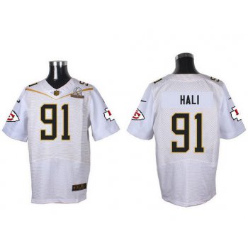 Men's Kansas City Chiefs #91 Tamba Hali White 2016 Pro Bowl Nike Elite Jersey