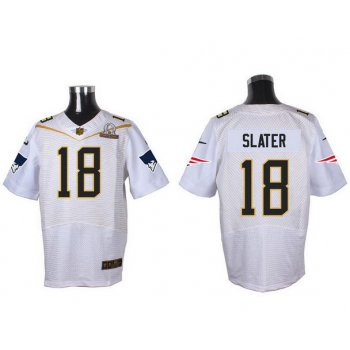 Men's New England Patriots #18 Matthew Slater White 2016 Pro Bowl Nike Elite Jersey