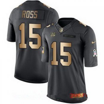 Men's Cincinnati Bengals #15 John Ross Anthracite Gold 2016 Salute To Service Stitched NFL Nike Limited Jersey