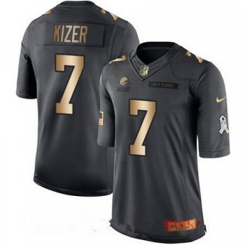 Men's Cleveland Browns #7 DeShone Kizer Anthracite Gold 2016 Salute To Service Stitched NFL Nike Limited Jersey