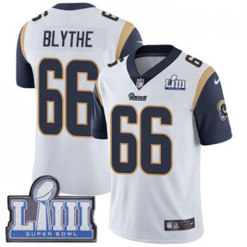 #66 Limited Austin Blythe White Nike NFL Road Men's Jersey Los Angeles Rams Vapor Untouchable Super Bowl LIII Bound