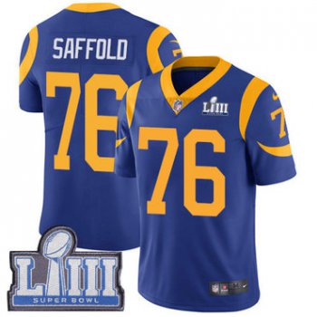 #76 Limited Rodger Saffold Royal Blue Nike NFL Alternate Men's Jersey Los Angeles Rams Vapor Untouchable Super Bowl LIII Bound