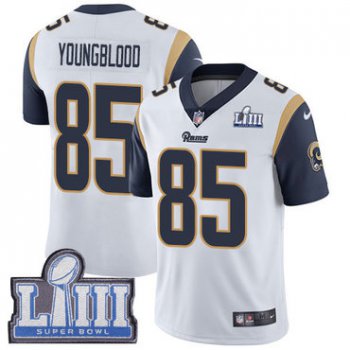 #85 Limited Jack Youngblood White Nike NFL Road Men's Jersey Los Angeles Rams Vapor Untouchable Super Bowl LIII Bound