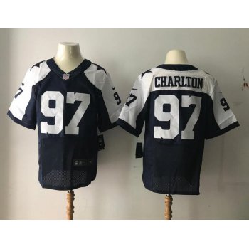 Men's 2017 NFL Draft Dallas Cowboys #97 Taco Charlton Blue Thanksgiving Alternate Stitched NFL Nike Elite Jersey